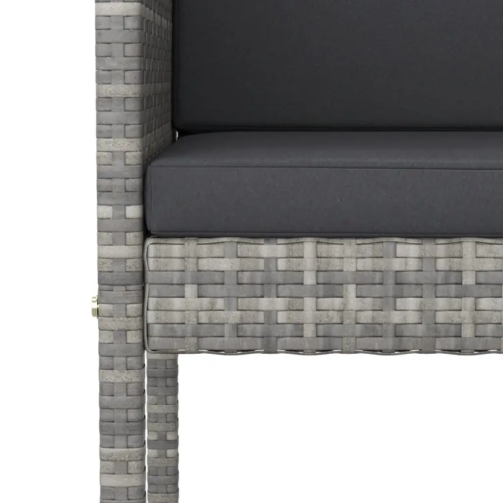 7 Piece Garden Bar Set with Grey Rattan Stools