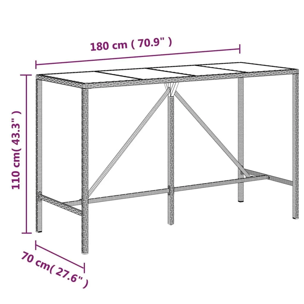7 Piece Garden Bar Set with Grey Rattan Stools