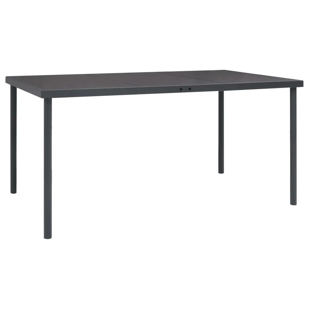 5 Piece Outdoor Dining Set Steel Black Textilene Chairs Glass Table
