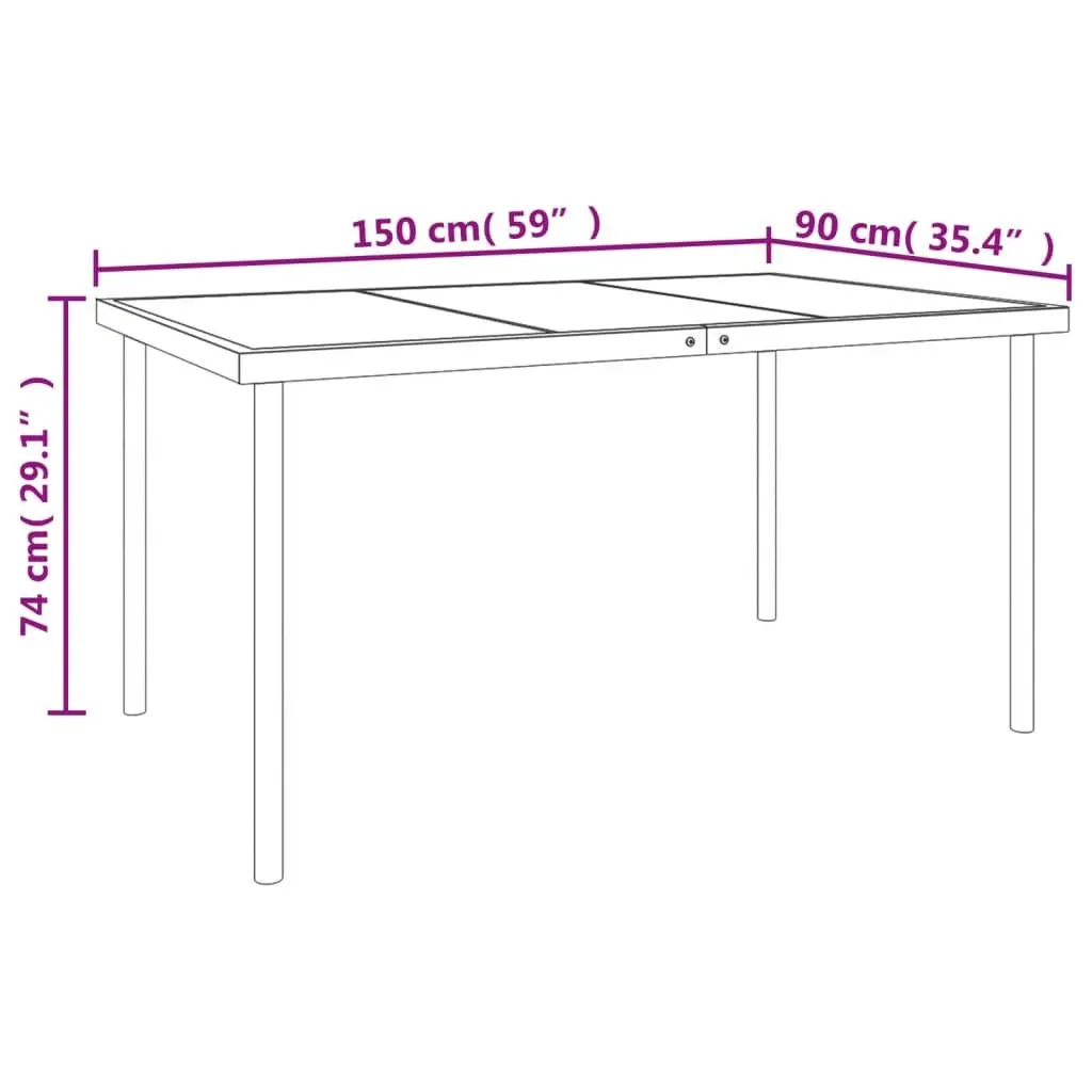 5 Piece Outdoor Dining Set Steel Black Textilene Chairs Glass Table