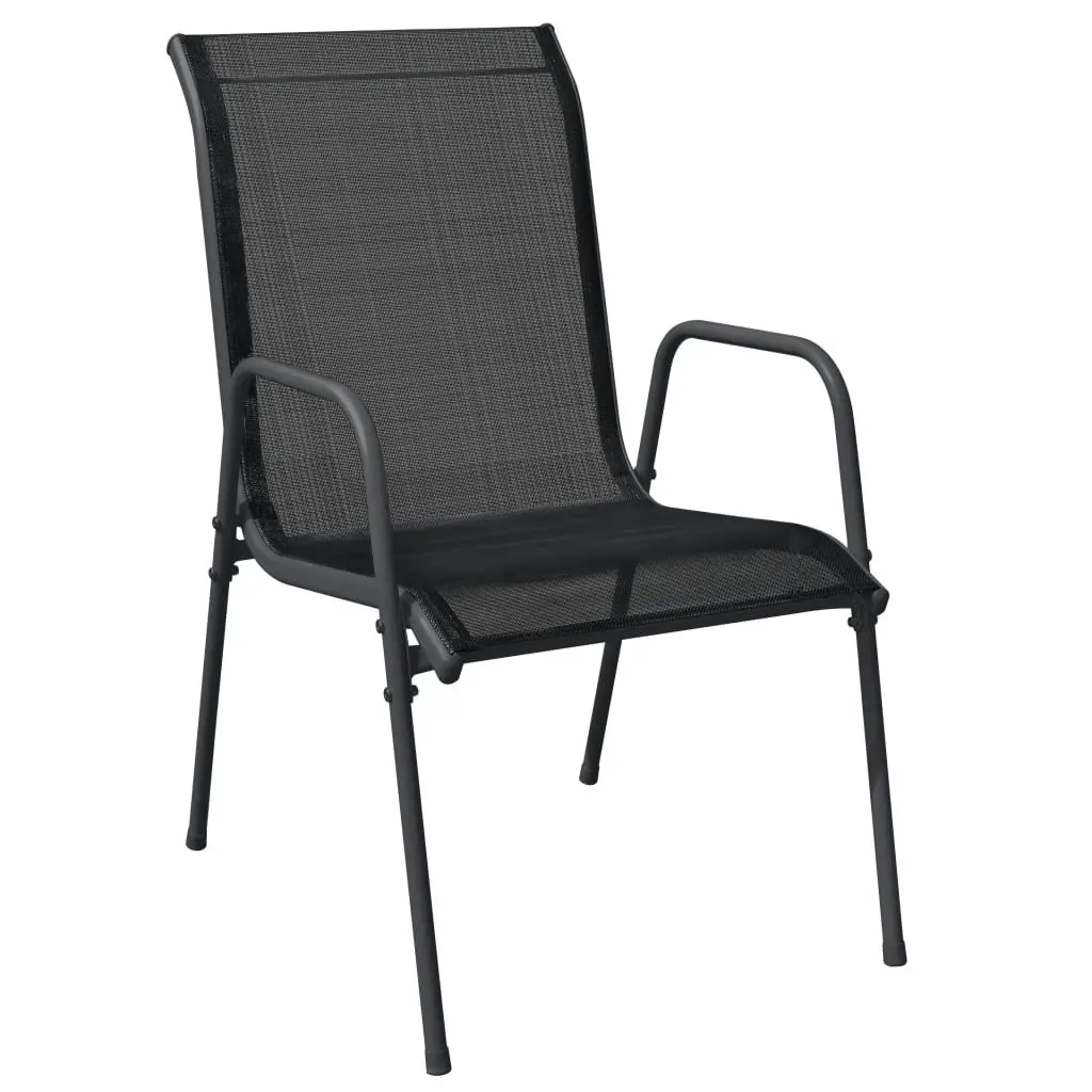 Garden Dining Set Steel Textilene 5 Piece Black Outdoor Patio Furniture