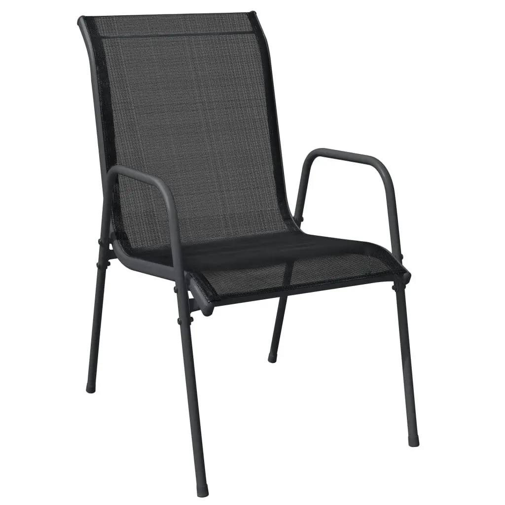 7 Piece Outdoor Garden Dining Set Steel Textilene Chairs Table Black