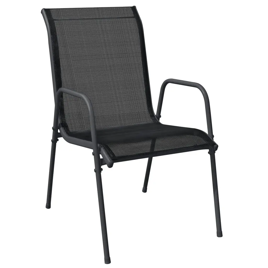Garden Dining Set Black Steel Textilene 5 Piece Outdoor Furniture