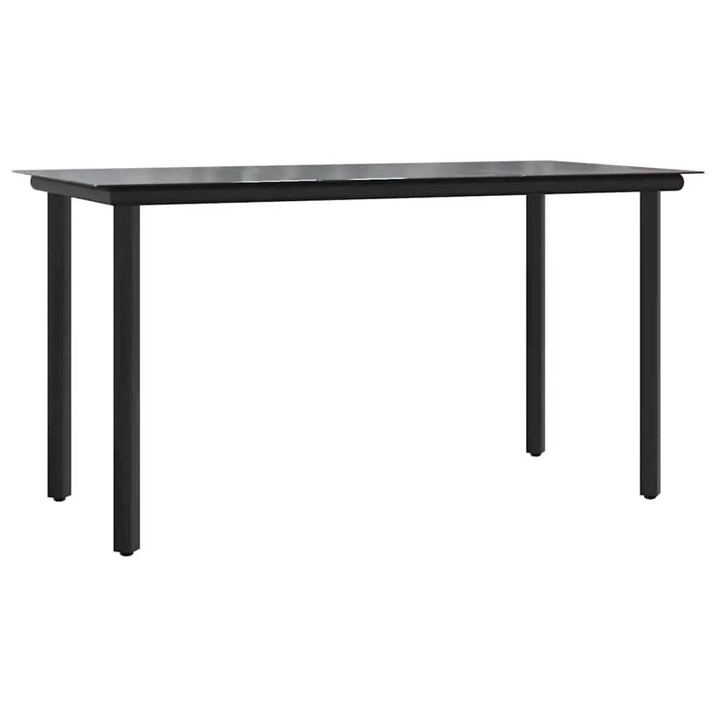 Garden Dining Set Black Steel Textilene 5 Piece Outdoor Furniture