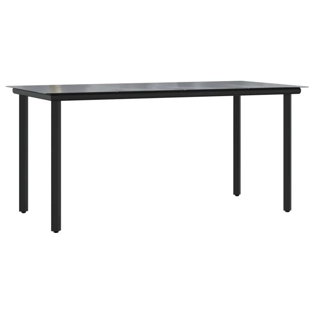 Garden Dining Set Black Steel Textilene 5 Piece Outdoor Patio