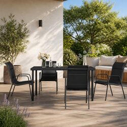 5-Piece Garden Dining Set with Steel Frame and Textilene Chairs