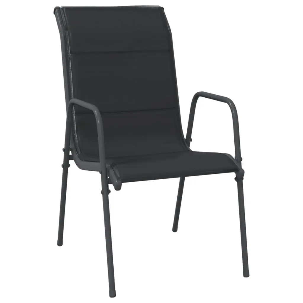 Garden Dining Set Steel Textilene 5 Piece Black