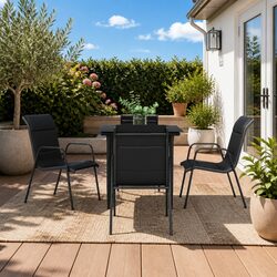Durable 5-Piece Garden Dining Set with Black Steel Frame