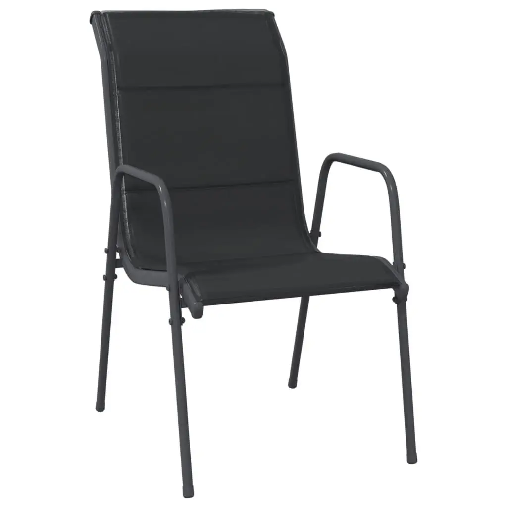 Garden Dining Set 5 Piece Powder-coated Steel Textilene Chairs Table Black
