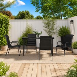 5-Piece Garden Dining Set with Durable Steel Frame