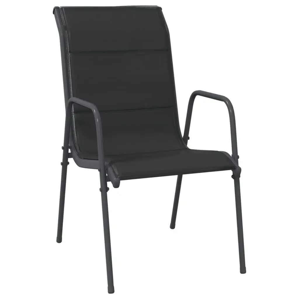 Garden Dining Set Steel Black 5 Piece Outdoor Furniture Table Chairs Textilene