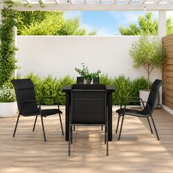 5-Piece Black Outdoor Garden Dining Set with Armchairs