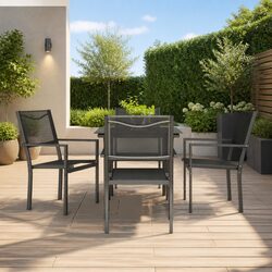 Premium 5-Piece Garden Dining Set with Steel Frame