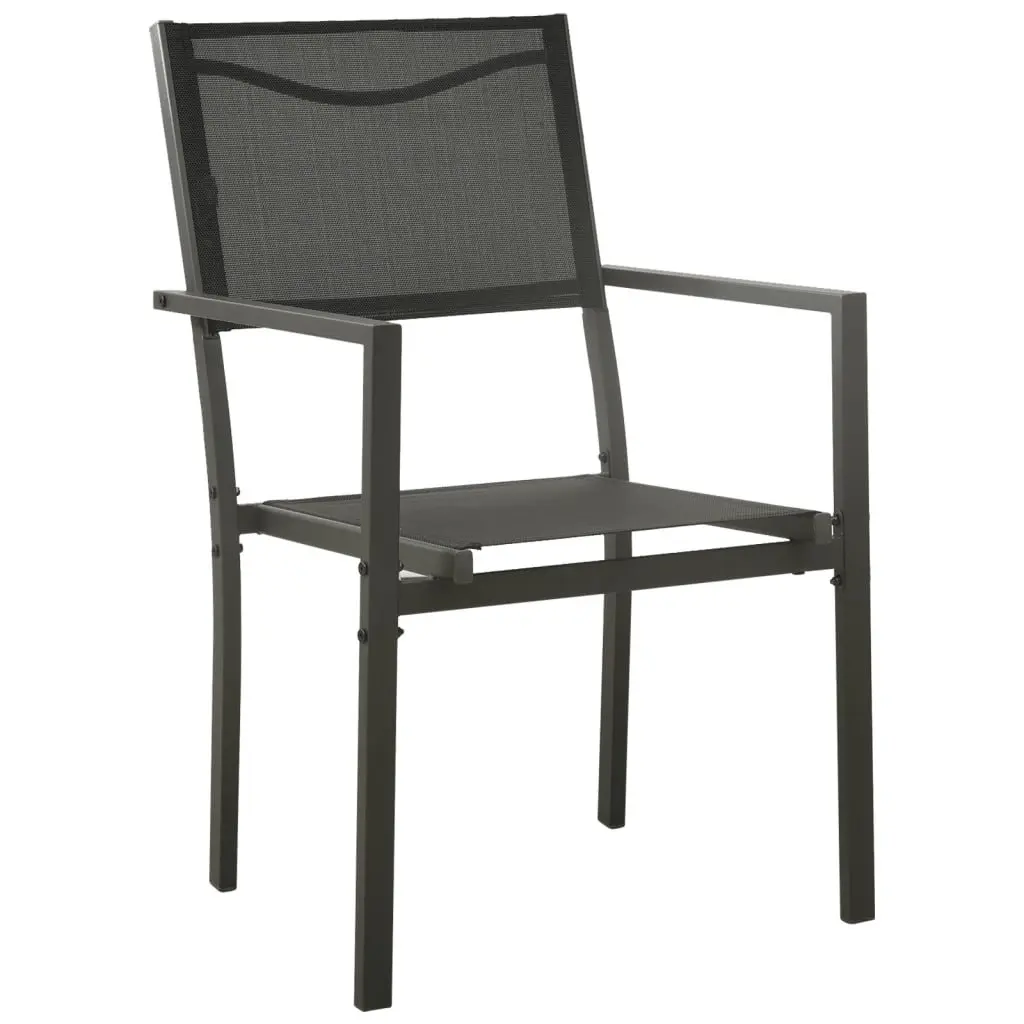 Garden Dining Set Steel Textilene 5 Piece Outdoor Furniture Black