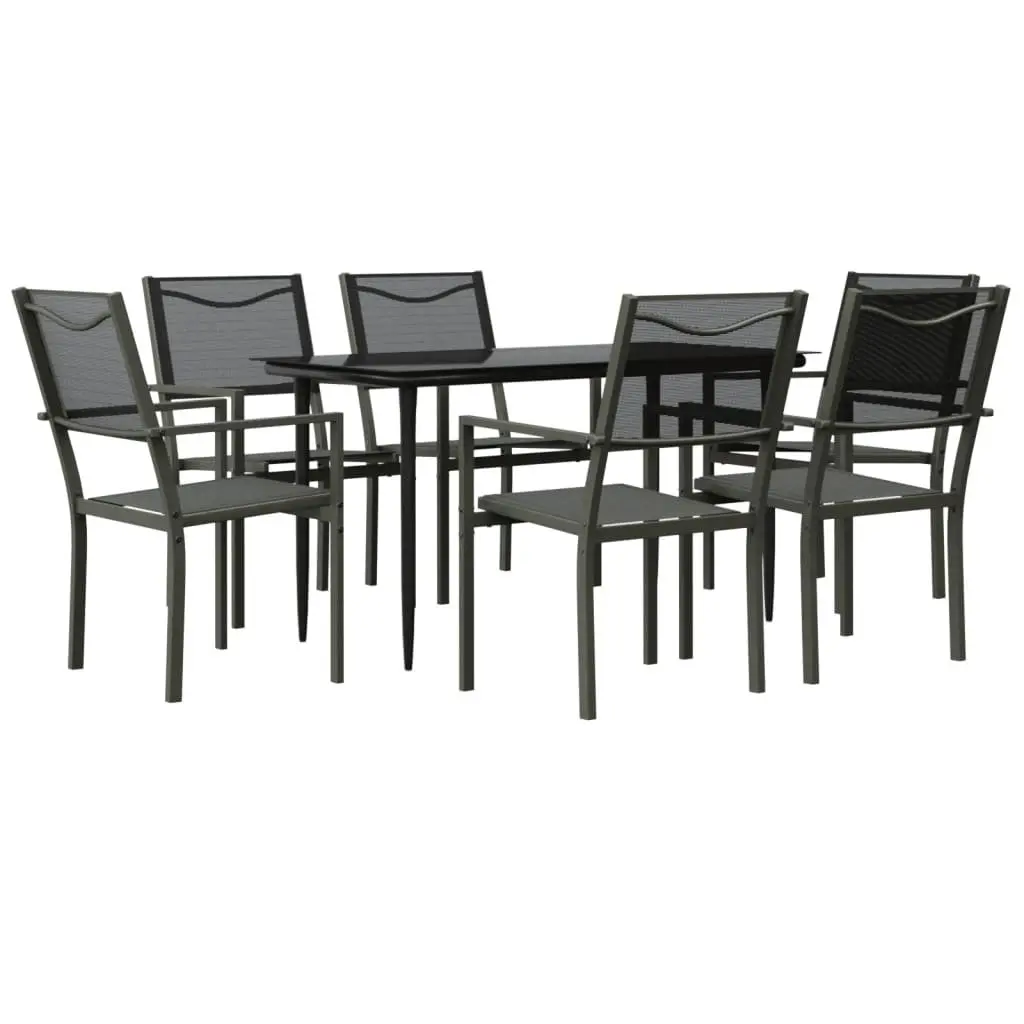 7 Piece Garden Dining Set with Steel Frame