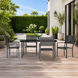 Premium Black Steel Garden Dining Set with Textilene Chairs