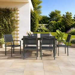 7-Piece Garden Dining Set with Sturdy Black Steel Frame