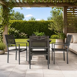 5-Piece Garden Dining Set with Durable Steel and Textilene