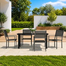 5-Piece Black Steel Garden Dining Set for Outdoor Use