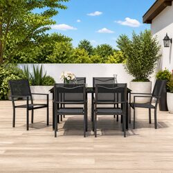 Durable 7 Piece Outdoor Dining Set with Textilene Chairs