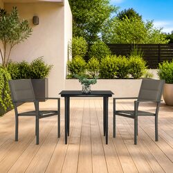 Durable Garden Dining Set with Stylish Black Steel Frame