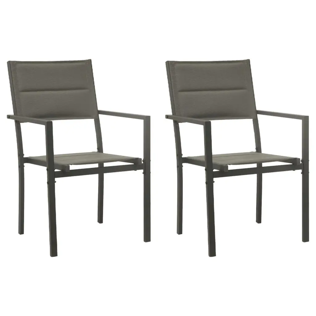 Garden Dining Set 3 Piece Outdoor Furniture Black Steel Textilene Chairs Table