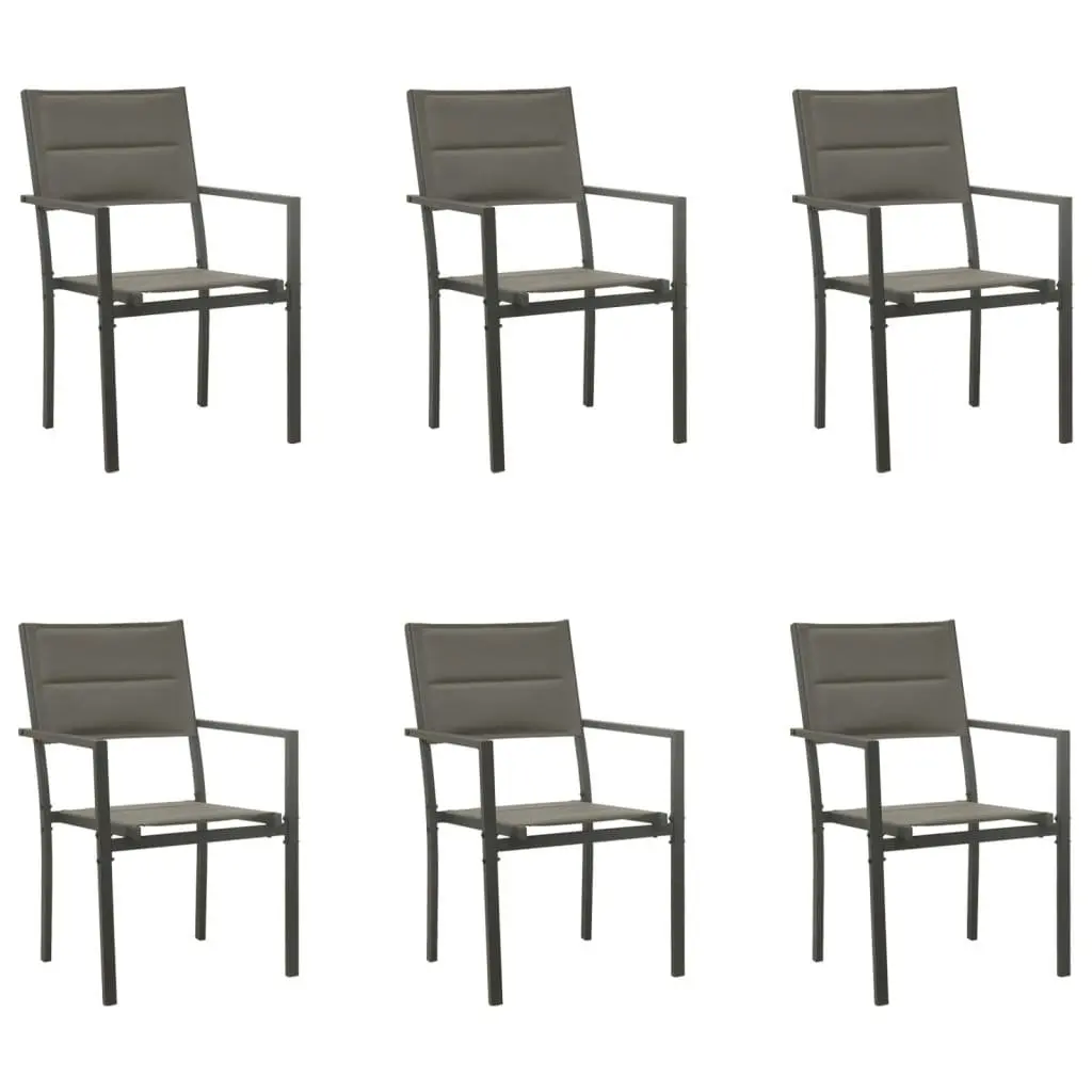 Garden Dining Set Black Steel Textilene 7 Piece