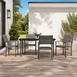 Sturdy 5-Piece Black Steel Garden Dining Set