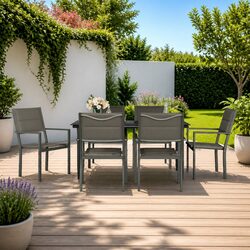 7 Piece Garden Dining Set with Durable Steel Frame