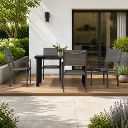 Black Steel Textilene 5-Piece Garden Dining Set