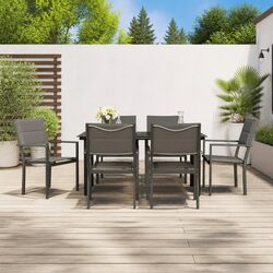 7-Piece Garden Dining Set with Durable Black Steel Frame