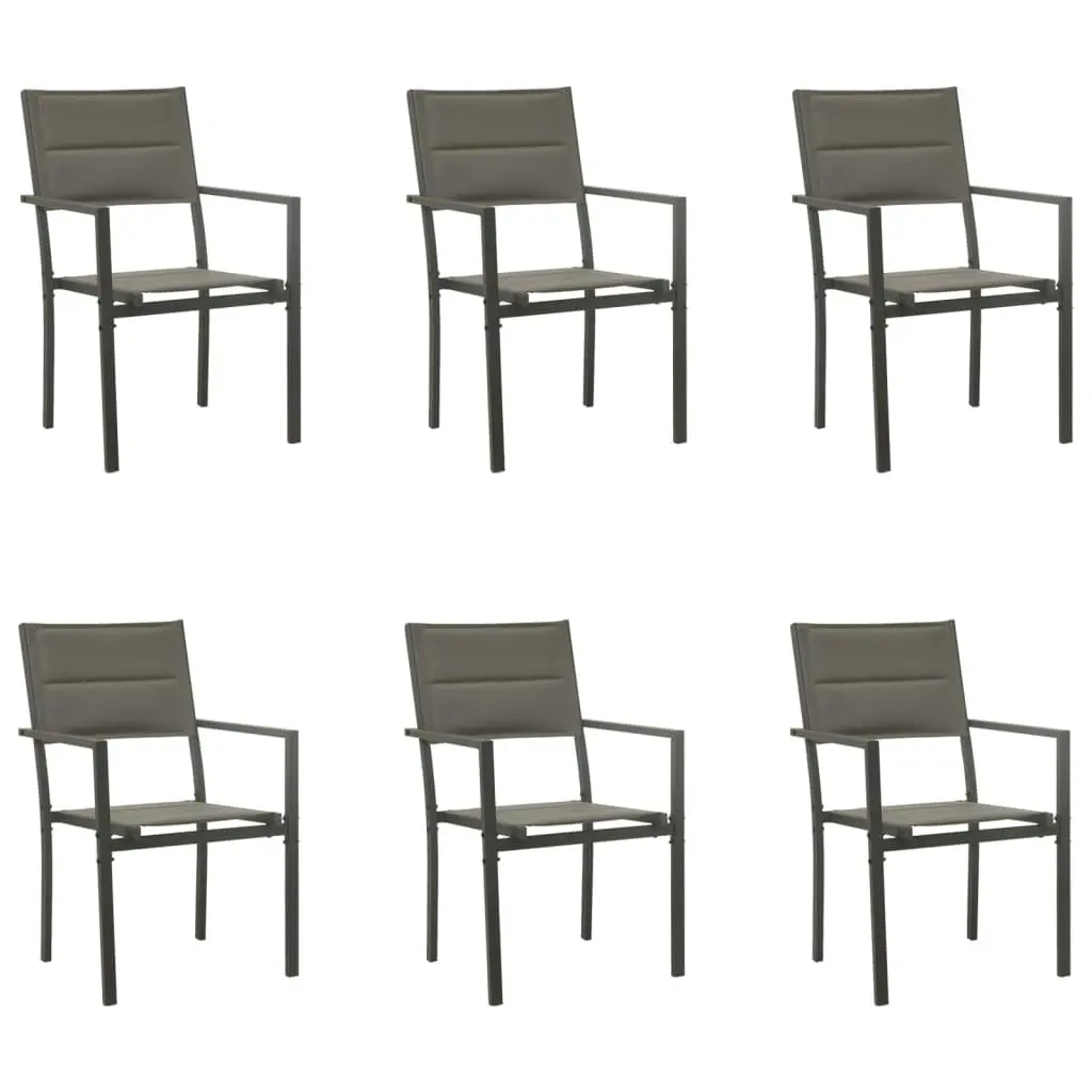 7 Piece Outdoor Garden Dining Set Steel Textilene Black