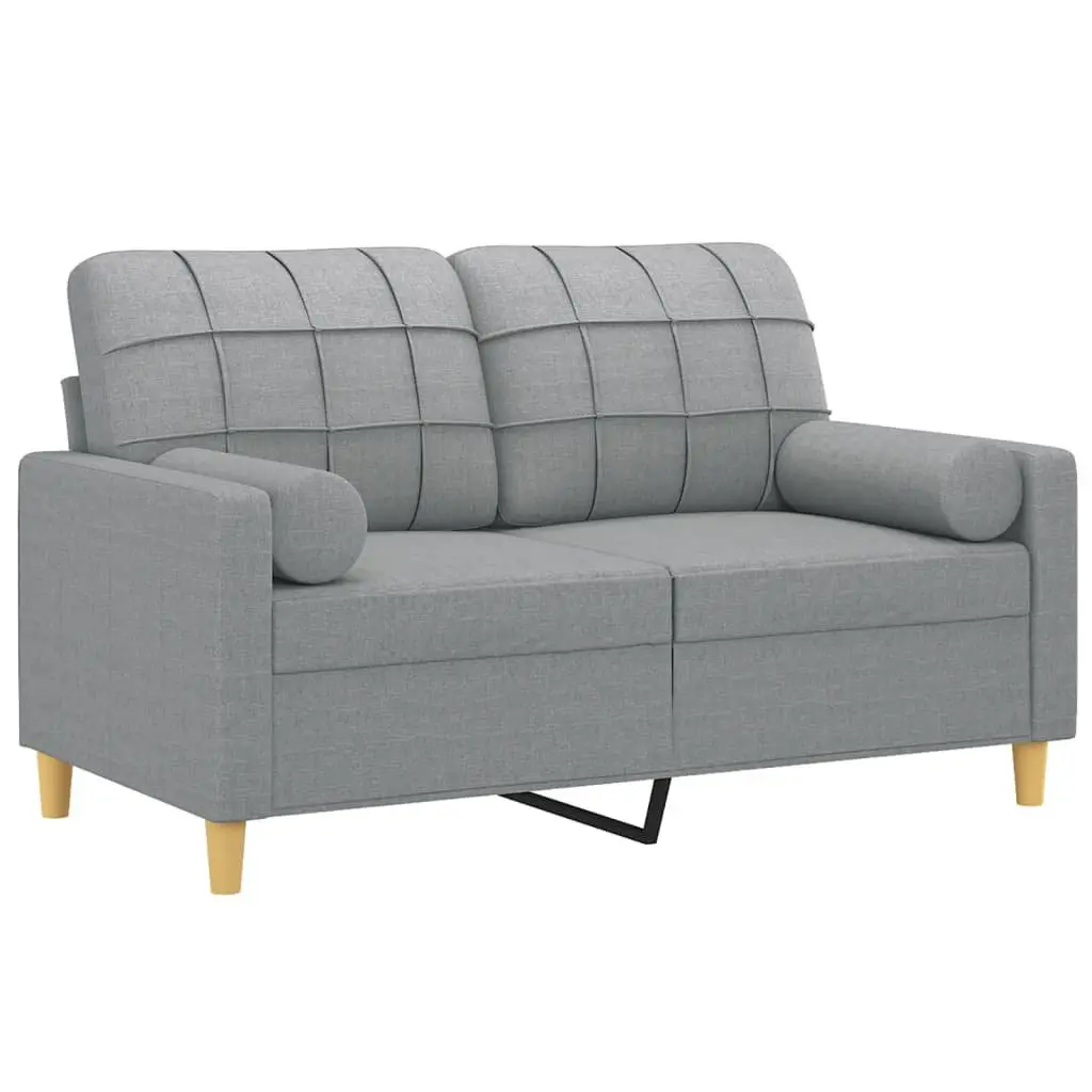 2-Seater Grey Sofa with Throw Pillows 120cm