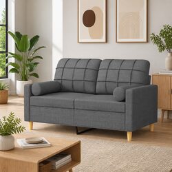 Modern Grey 2-Seater Sofa with Durable Fabric