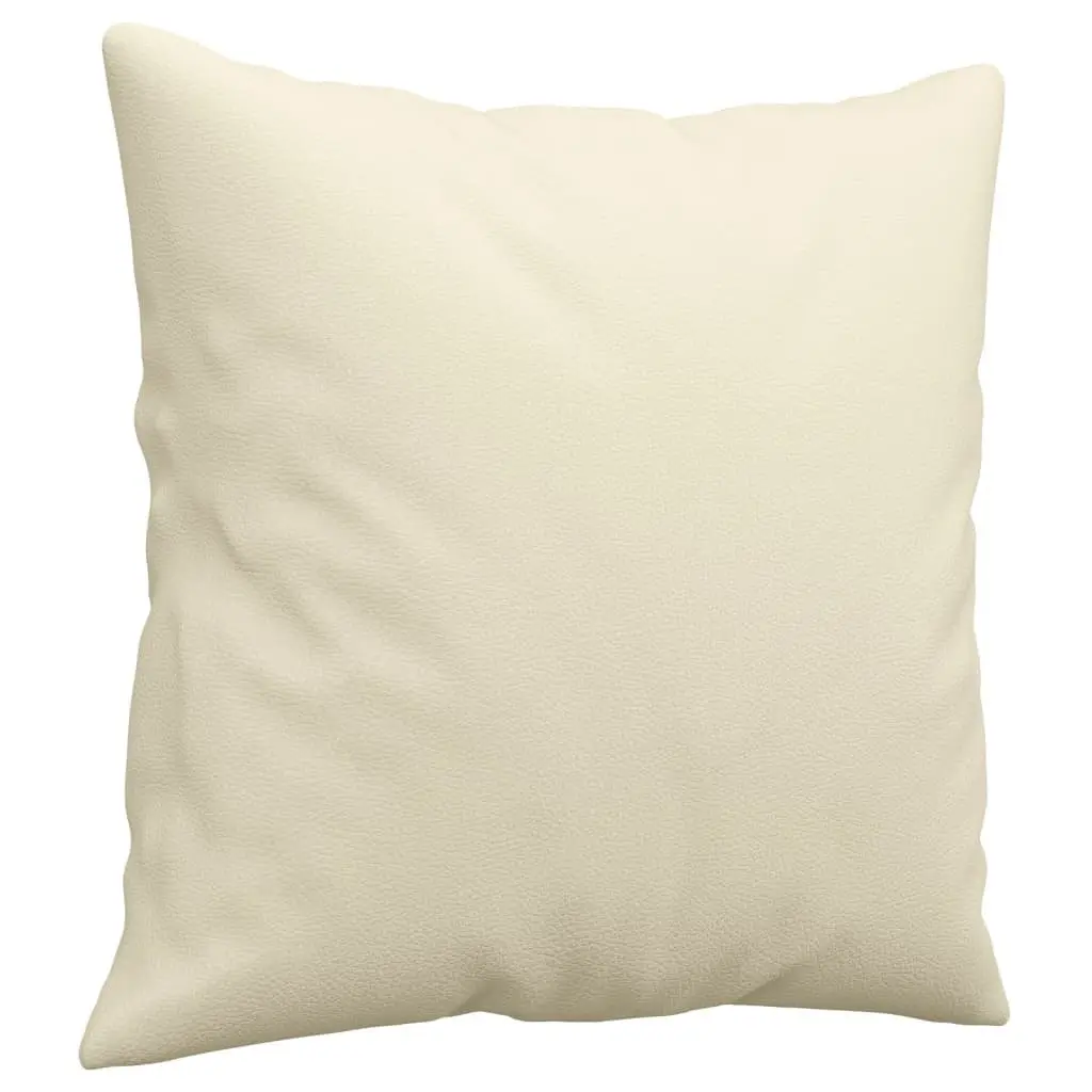 Cream Faux Leather 2-Seater Sofa with Cushions