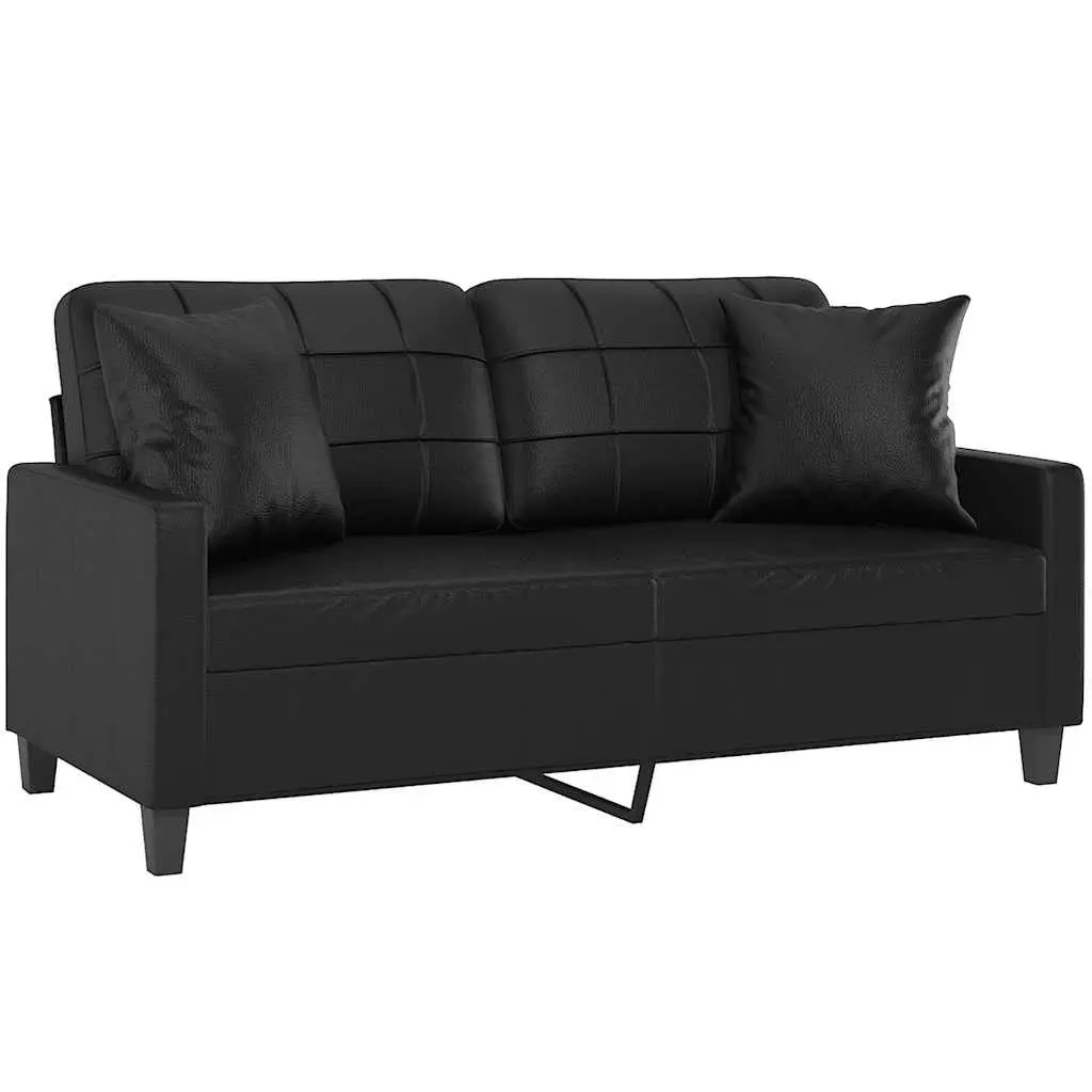 2-Seater Sofa Faux Leather 140cm Black