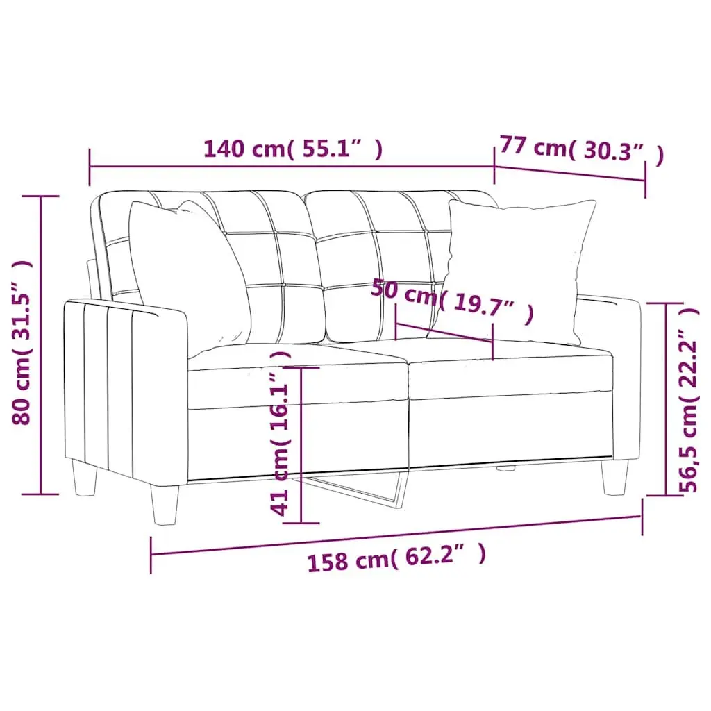 2-Seater Sofa Faux Leather 140cm Black