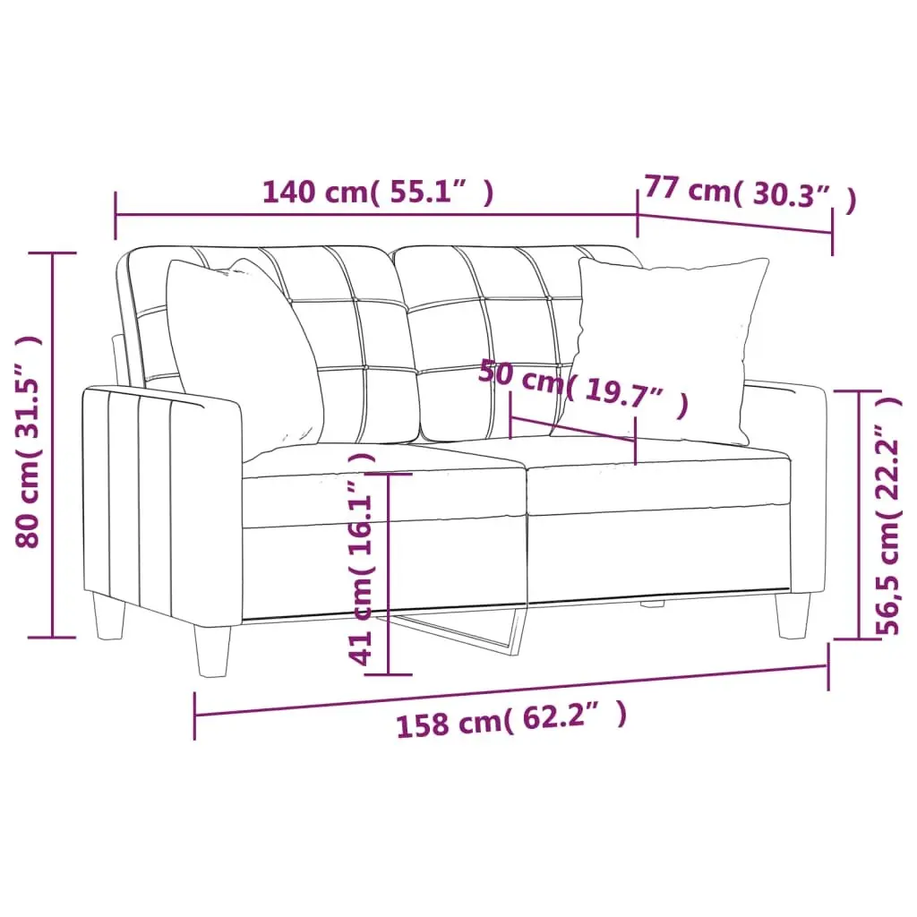 2-Seater Sofa Faux Leather 140cm Brown