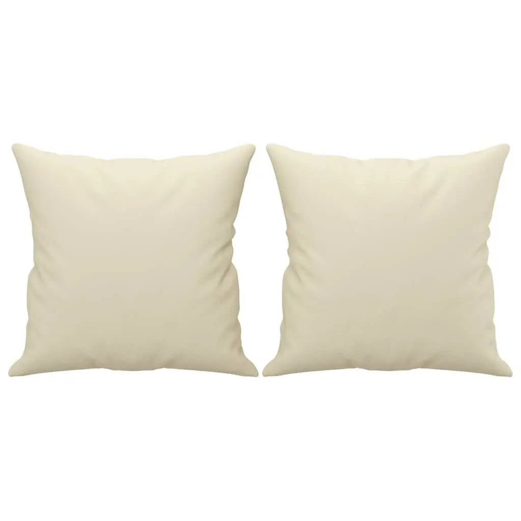 Cream Faux Leather 3-Seater Sofa with Throw Pillows 180cm