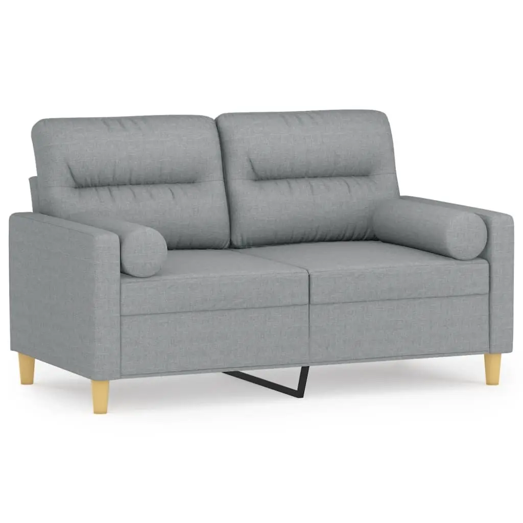 Light Grey 2-Seater Sofa with Decorative Pillows