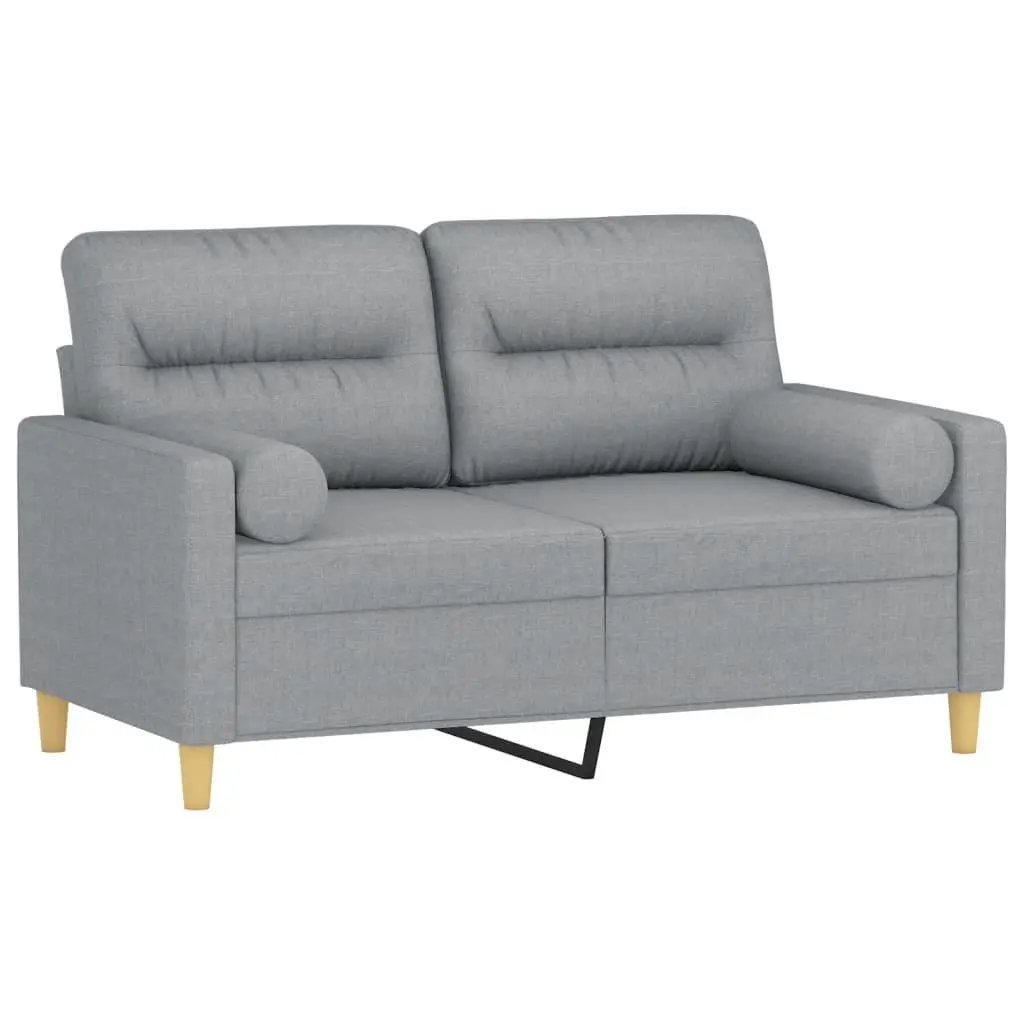 Light Grey 2-Seater Sofa with Decorative Pillows