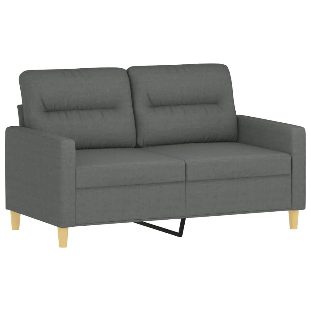 Grey Fabric 2-Seater Sofa with Pillows 120cm