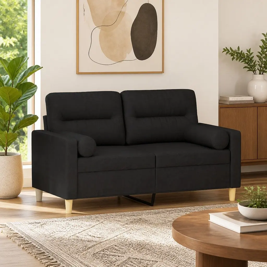 2-Seater Sofa Fabric 120cm Black