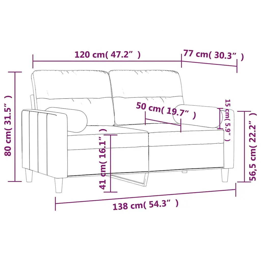 2-Seater Sofa Fabric 120cm Black