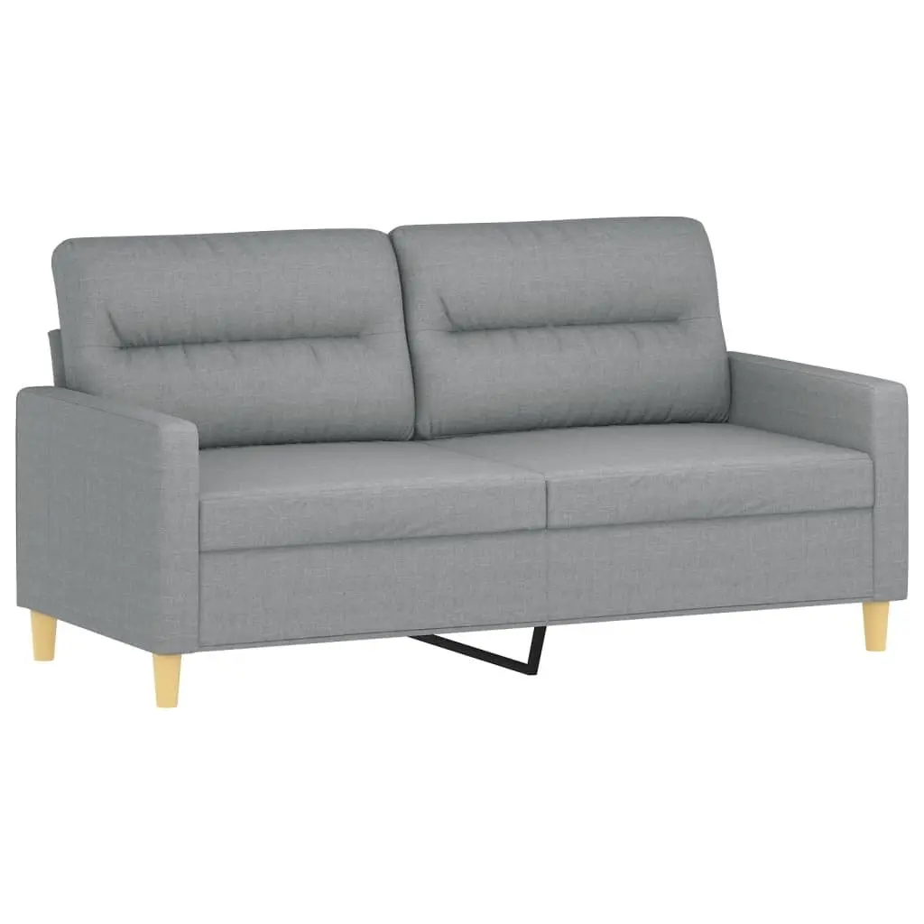 Grey Fabric 2-Seater Sofa with Throw Pillows 140cm
