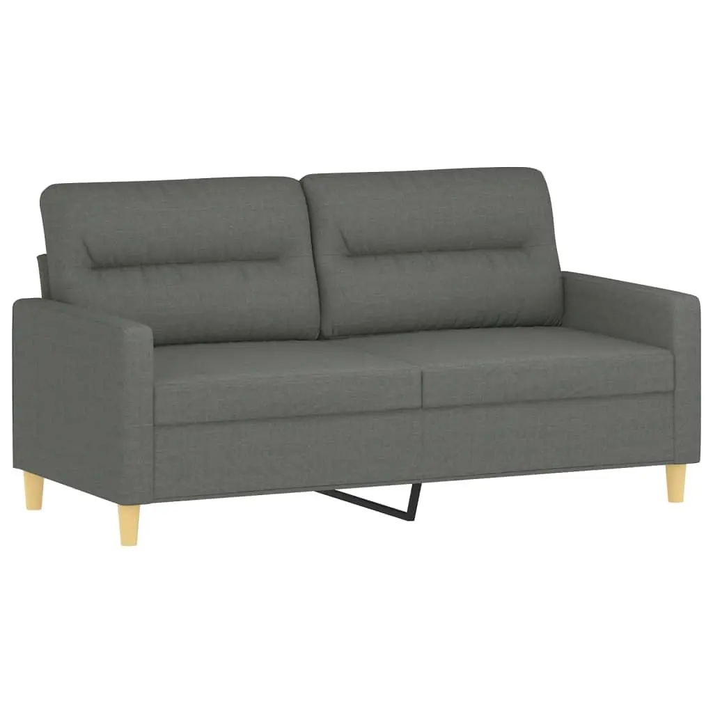 2-Seater Grey Fabric Sofa with Cushions 140cm
