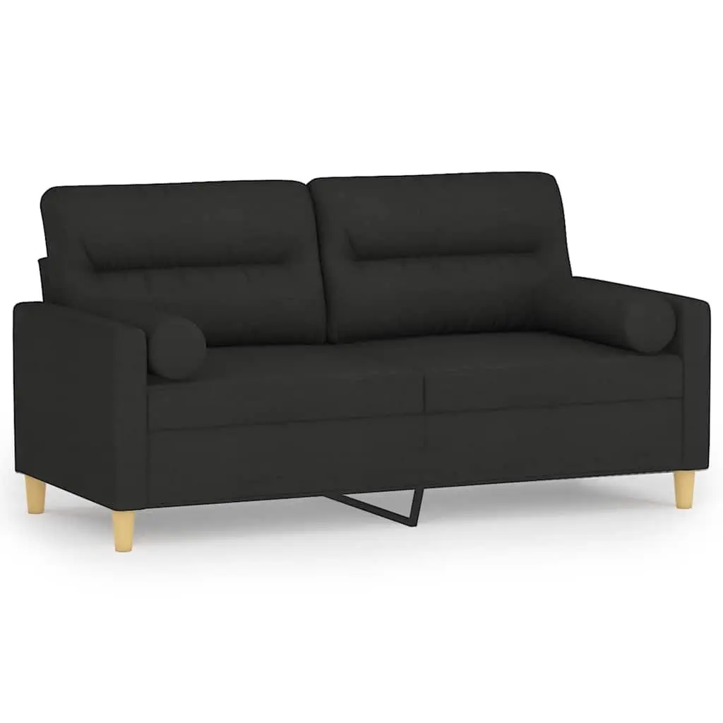 2-Seater Sofa Fabric 140cm Black