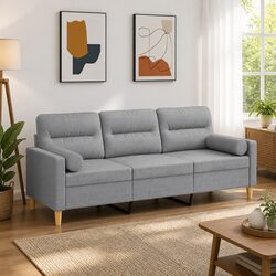 Light Grey 3-Seater Sofa with Durable Metal Frame
