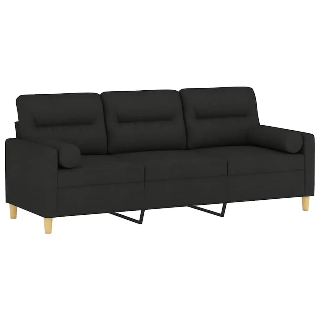 3-Seater Sofa Fabric 180cm Black