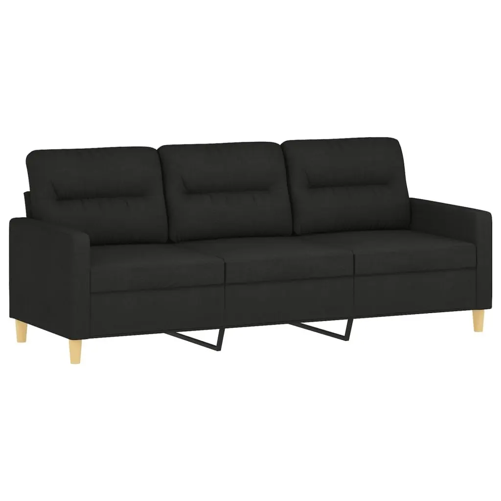 3-Seater Sofa Fabric 180cm Black